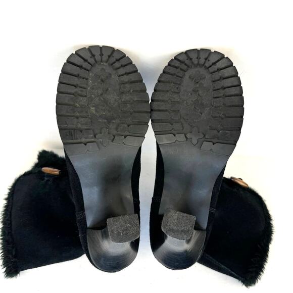COLIN STUART | Black Suede Faux Fur Heel Ankle Boots | Women's 8.5 - Picture 8 of 12